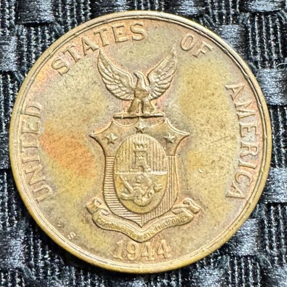 Philippines one / 1 Centavos Bronze Coin 1944 United States Territory KM 179 - Picture 4 of 5